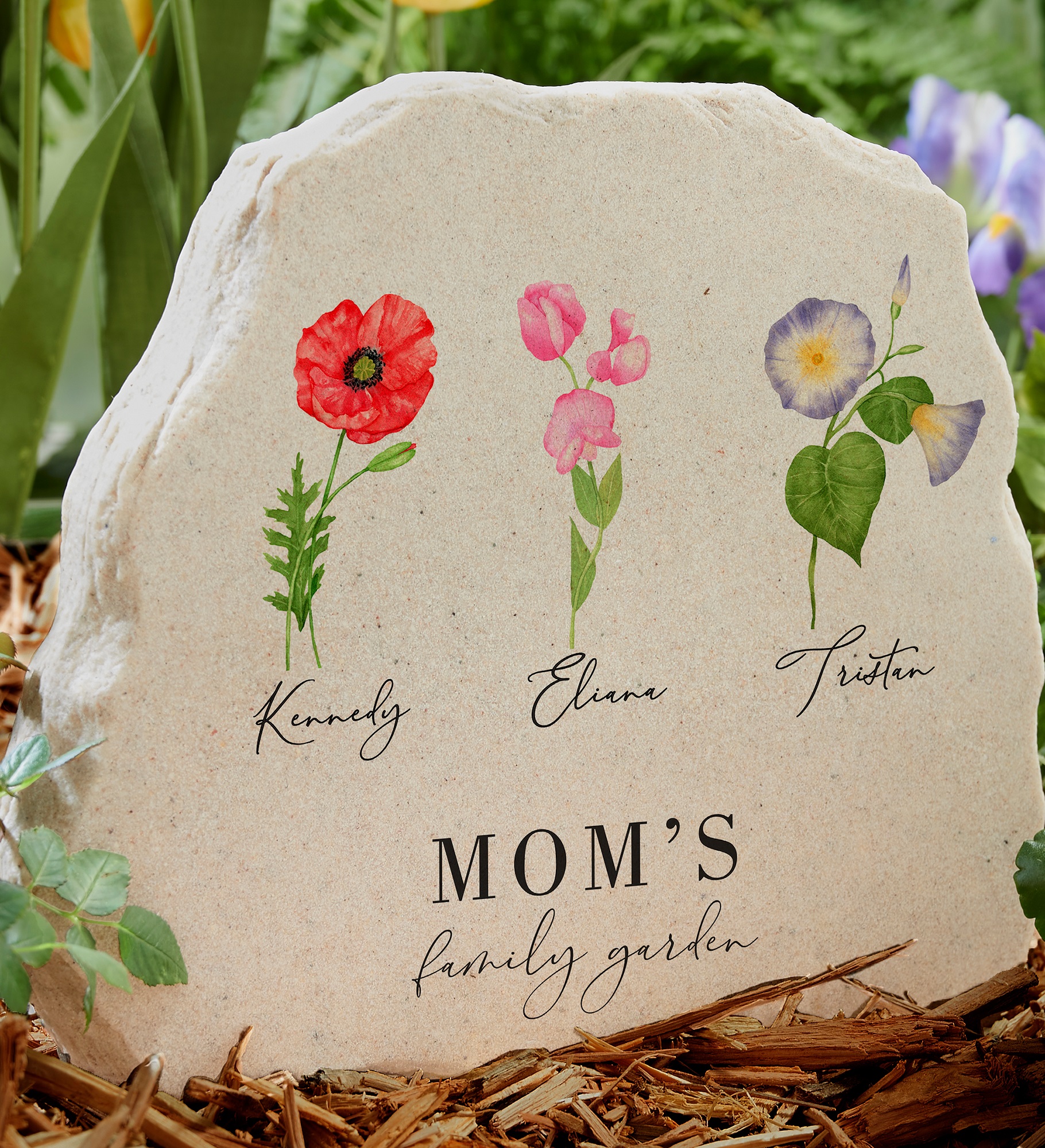 Birth Month Flower Personalized Standing Garden Stone